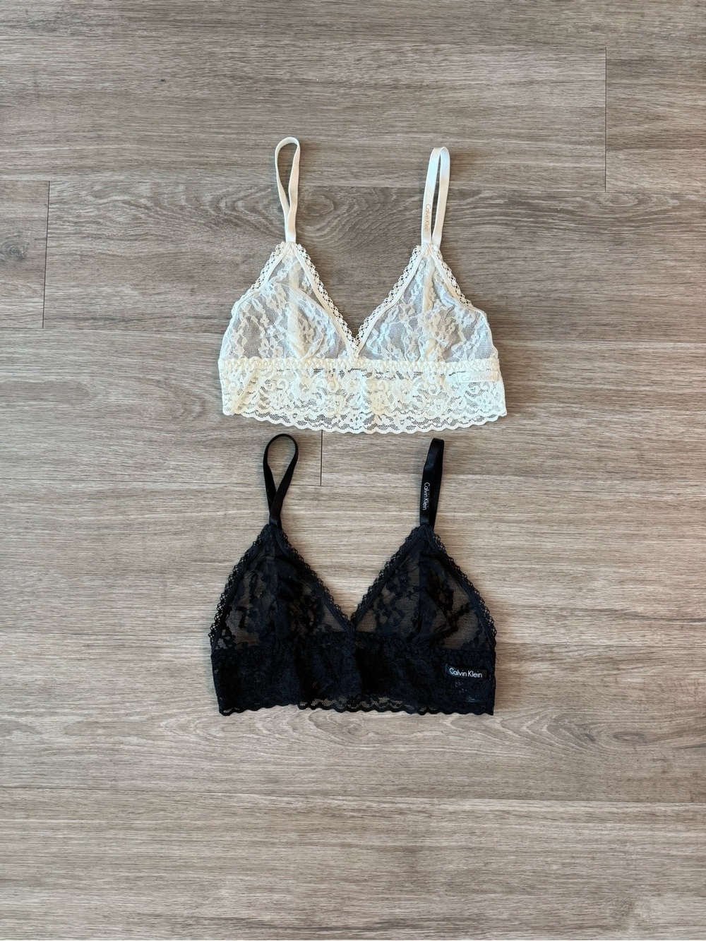 Calvin Klein Lace Bralette Set — Black & Cream